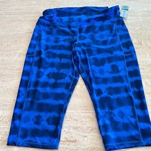NWT Ideology High Rise Crop Leggings  Side Pocket Tie Dye Cobalt (XXL)